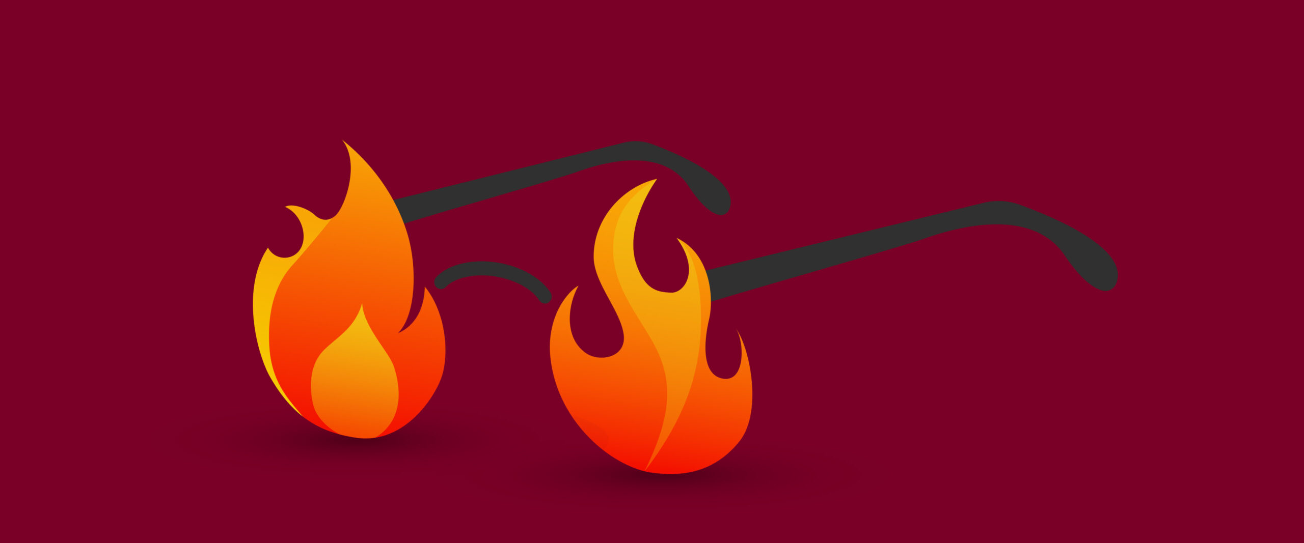 Banner of glasses made of flames