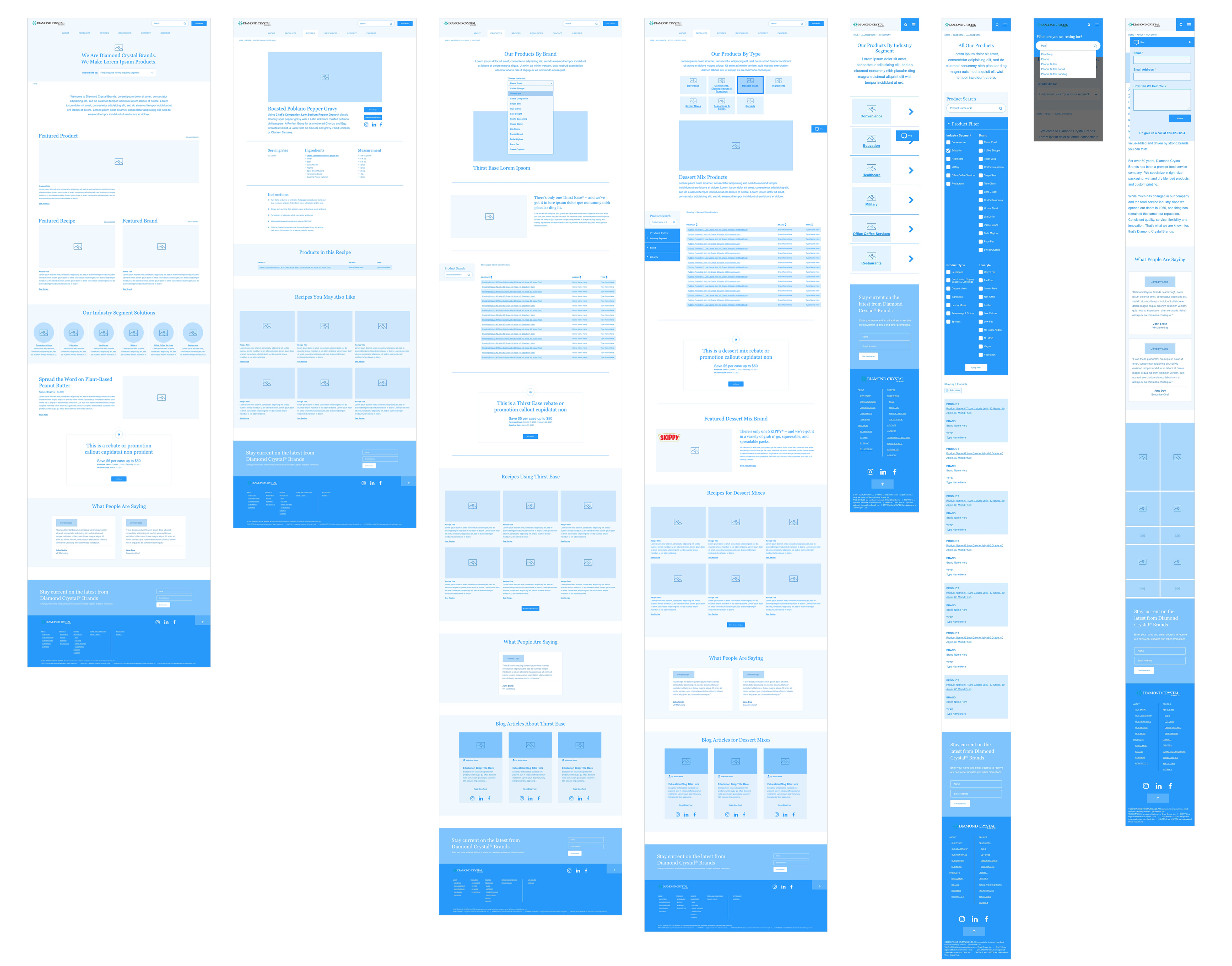 Diamond Crystal website wireframes