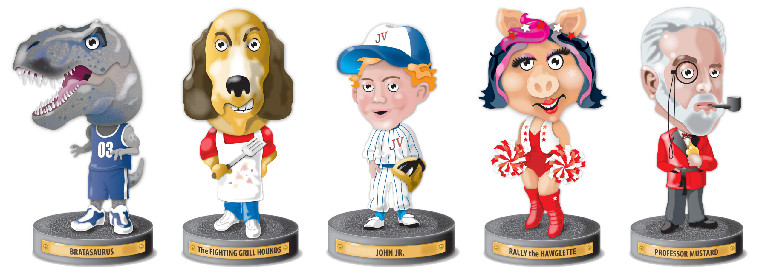 Johnsonville bobblehead illustrations