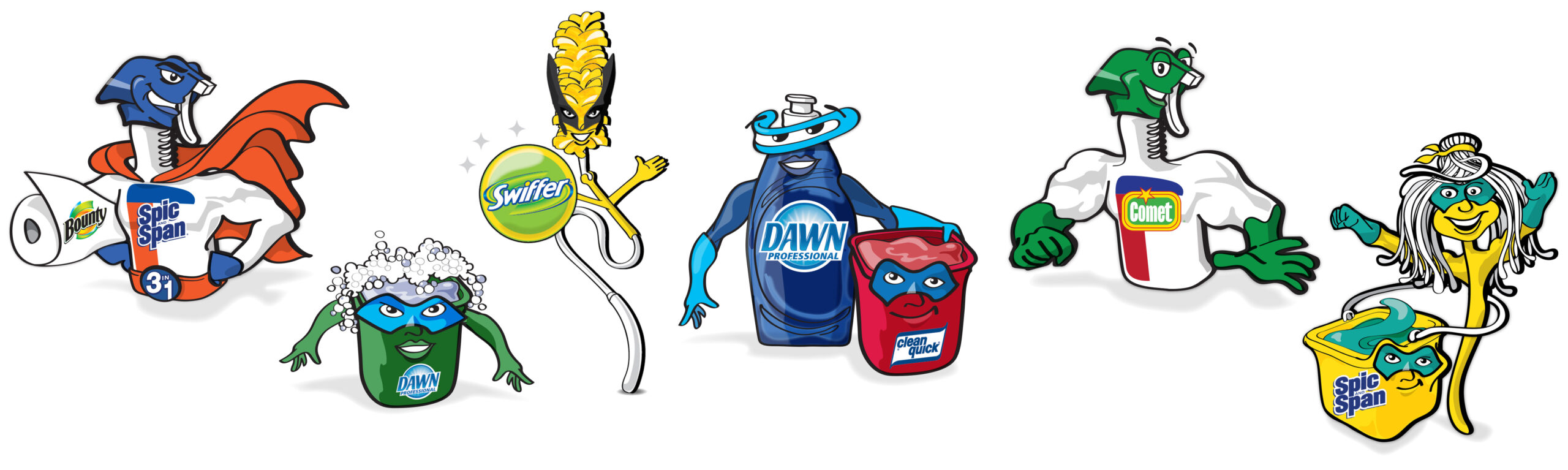 Procter and Gamble superhero illustrations
