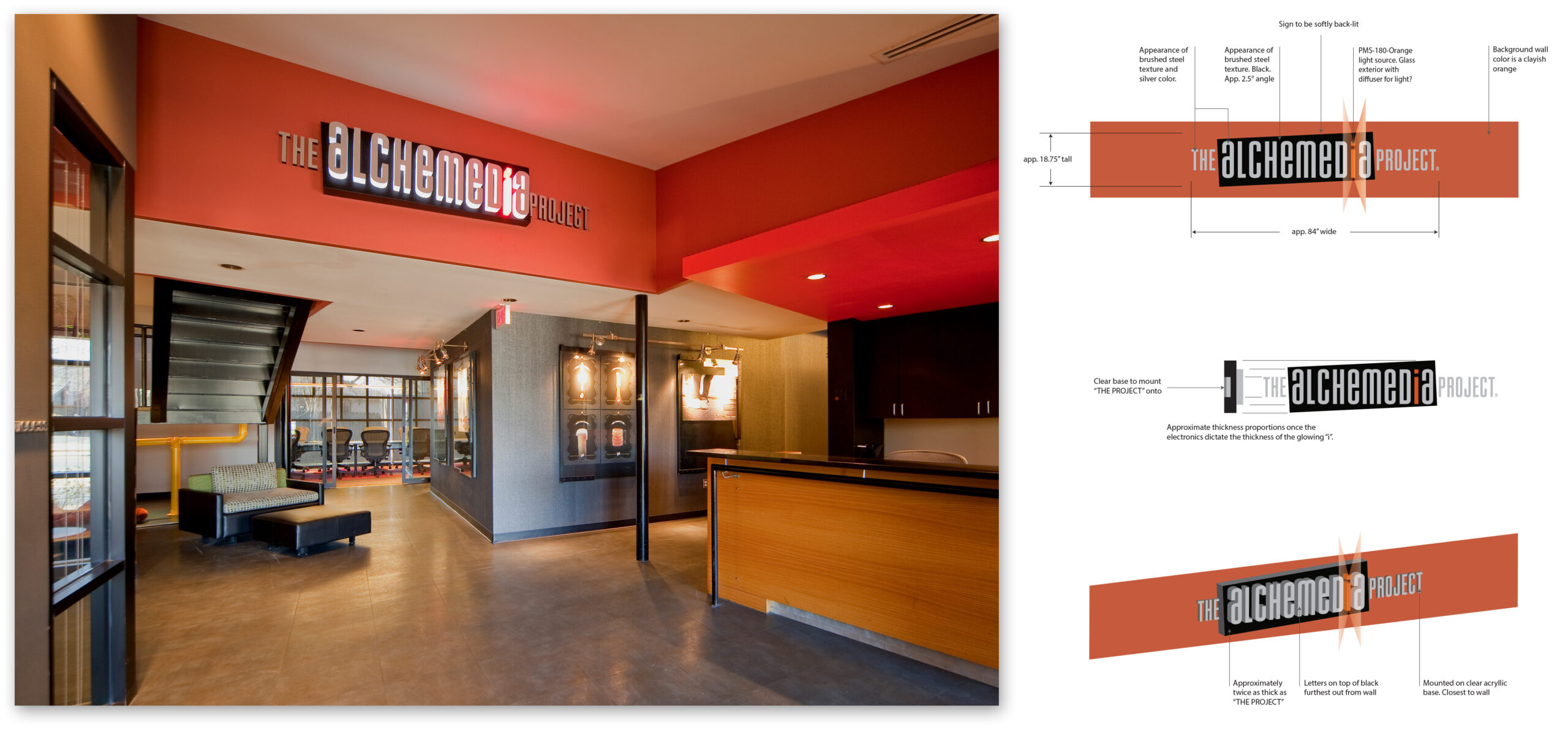 Alchemedia interior building signage