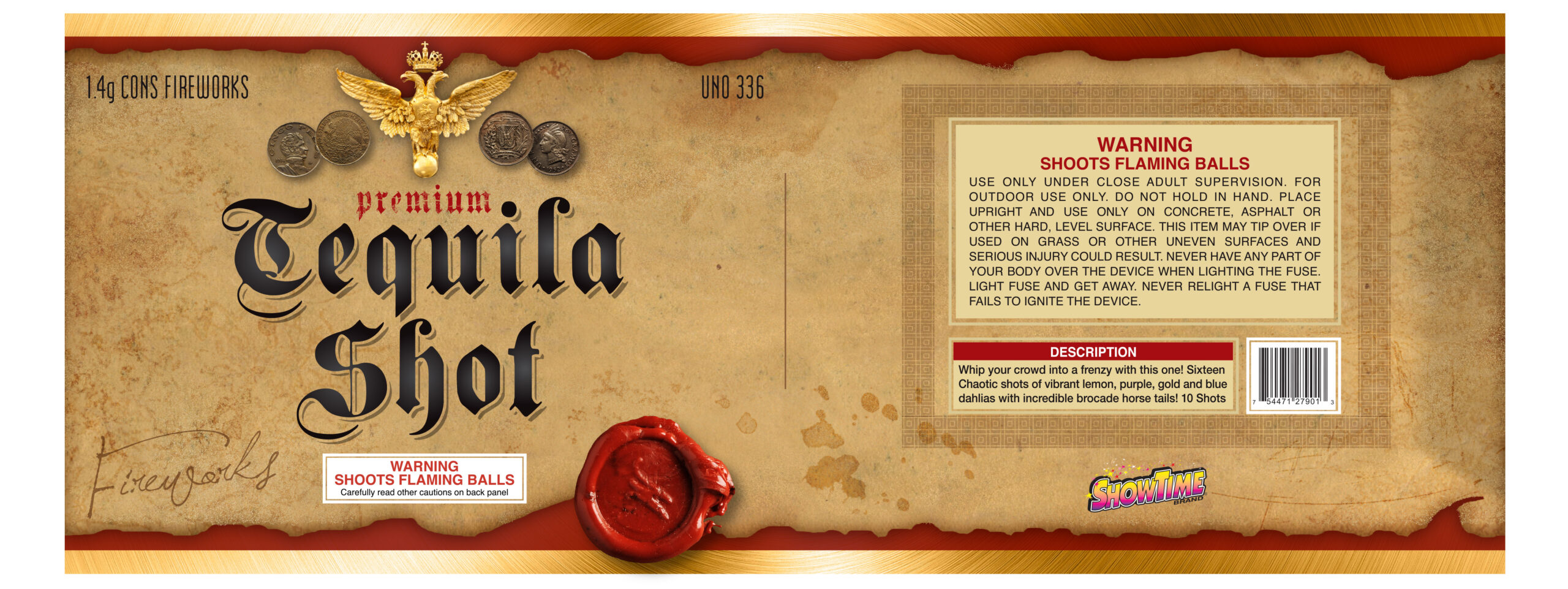 Tequila Shot fireworks packaging